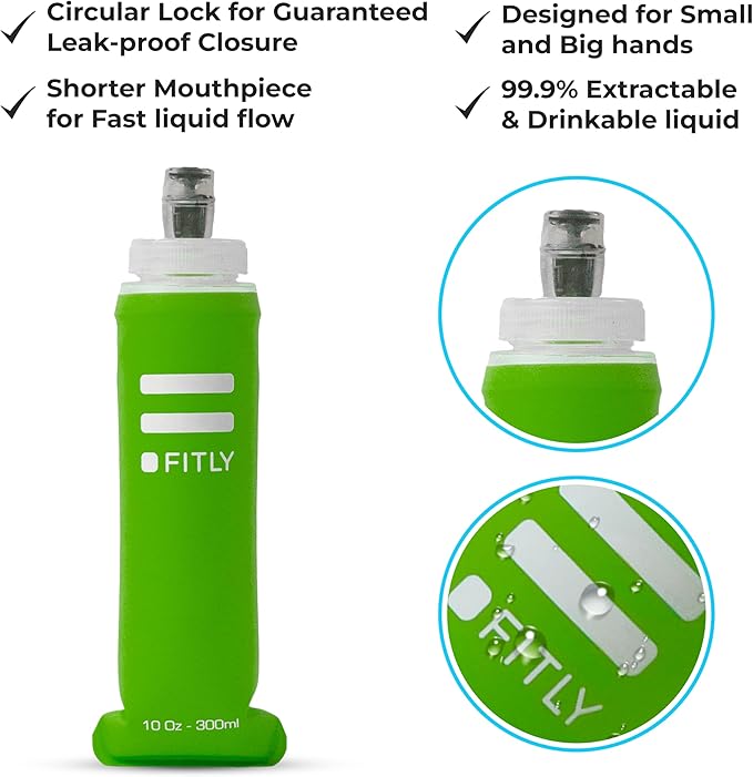 Soft Flask - Shrink As You Drink Soft Water Bottle for Hydration Pack - Folding Water Bottle Ideal for Running, Hiking, Cycling, Climbing & Rigorous Activity