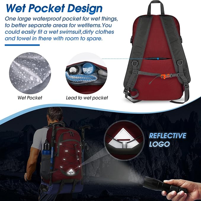 IGOLUMON Hiking Backpack 40L Packable Lightweight Camping Backpack Men Women Waterproof Hiking Daypack Outdoor Travel Daypack