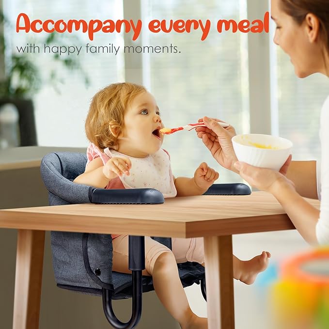 Hook On High Chair - Portable & Foldable for Babies 6-36 Months, Family & Travel Use with Carry Bag (Grey)