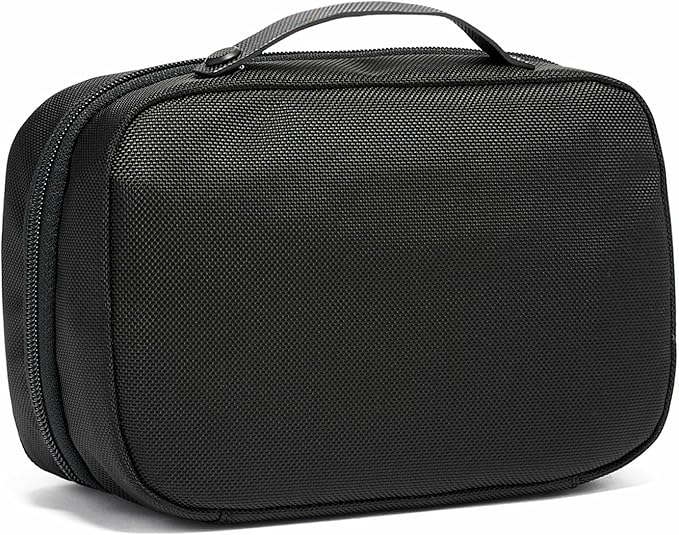 TUMI Alpha Split Travel Kit - Compact Toiletry Bag for Men & Women - Features Removable Leather Handle & 3 Zip Pockets - Black