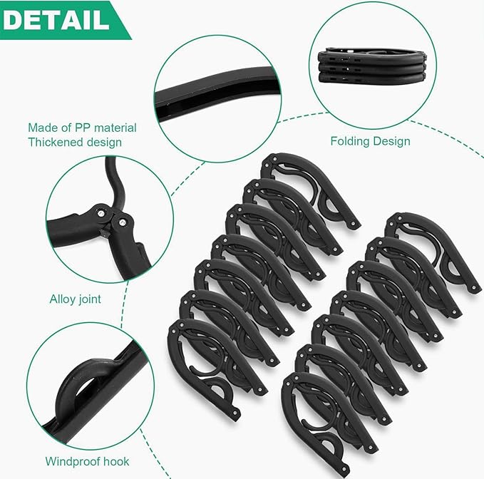 12 PCS Black Portable Folding Clothes Hangers,Black Foldable Hangers Lightweight Travel Accessories,Non-Slip Folding Hangers for Clothes for Travel and Home