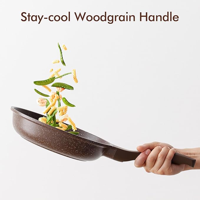 SENSARTE Nonstick Frying Pan Skillet, Non Stick Omelette Pan, Healthy Stone Cookware Chef's Pan PFOA Free, Toffee Brown (8 Inch)