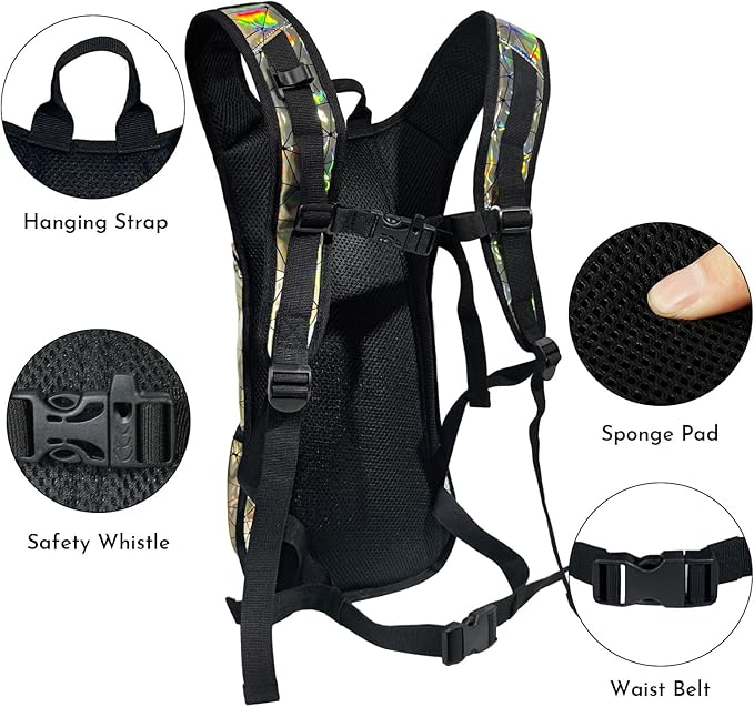 Reflective Hydration Backpack, Hydration Pack - Water Backpack with 2L/3L Hydration Bladder, Essential for Festivals - Rave Hydration Pack for Hiking, Running, Cycling, and Festivals