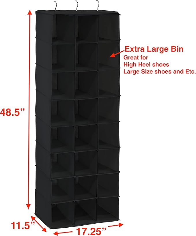 SIMPLE HOUSEWARE Hanging Closet Organizers 24 Section Shoe Shelves, Black
