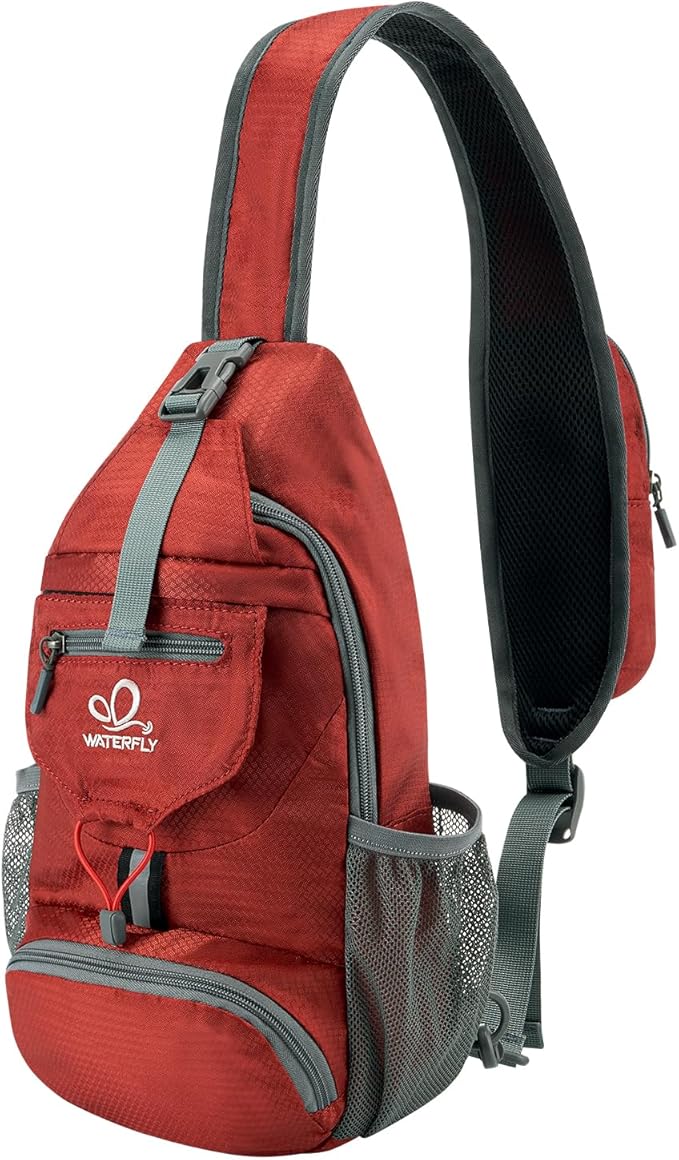 WATERFLY Packable Small Crossbody Sling Backpack Shoulder Chest Bag Daypack for Hiking Traveling