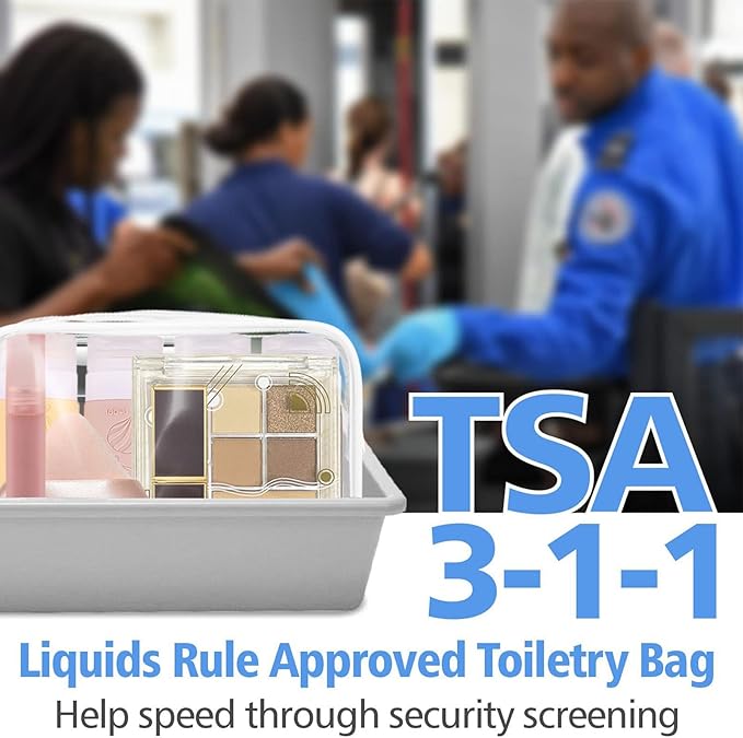12 Pieces Clear Makeup Bags Bulk, TSA Approved Toiletry Bag for Travel, PVC Waterproof Cosmetic Bag with Zipper, Transparent Pouches Organizer Storage for Men and Women (White, Large)