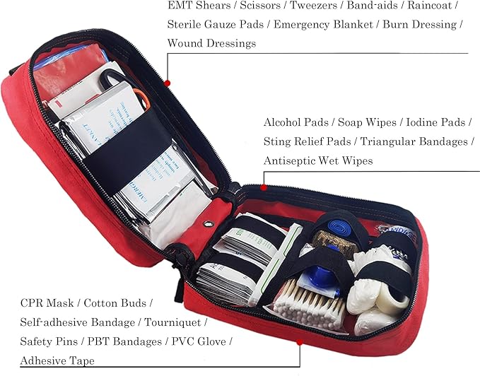 EMT Pouch MOLLE Ifak Pouch Tactical MOLLE Medical First Aid Kit Utility Pouch Carlebben (with Medical Supplies Red)