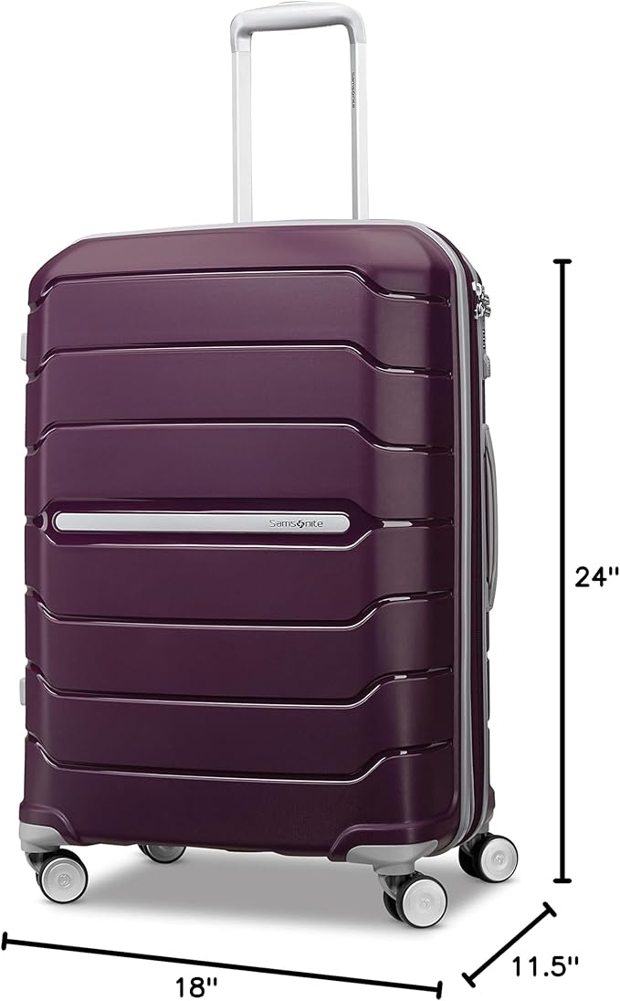 Samsonite Freeform 24-Inch Medium Luggage with Dual 360° Spinner Wheels - Checked Suitcase - TSA Lock, Airline-Approved - Lightweight Durable Polypropylene Expandable Hardshell - Amethyst Purple