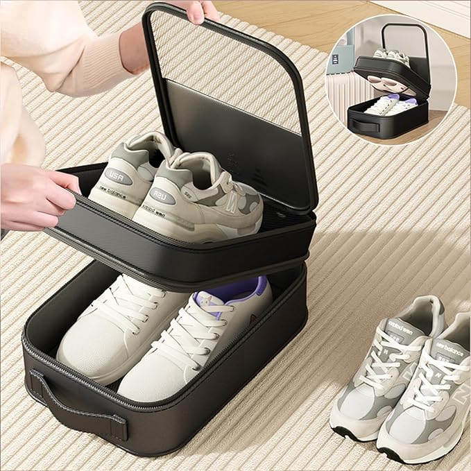 Resdenio 2 Pack Shoe Bags for Travel - Holds 3 Pair of Shoes, Portable Shoes Storage Bag Organizer, Travel Luggage Shoe Organizer for Women and Teenager (Black)