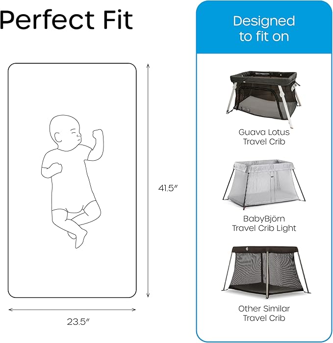 Quiggly Travel Crib Sheets for Guava Lotus, 2 Pack Organic Cotton Jersey Knit, Space, Planet & Star Patterns - Fits Travel Crib Mattress for Boys & Girls