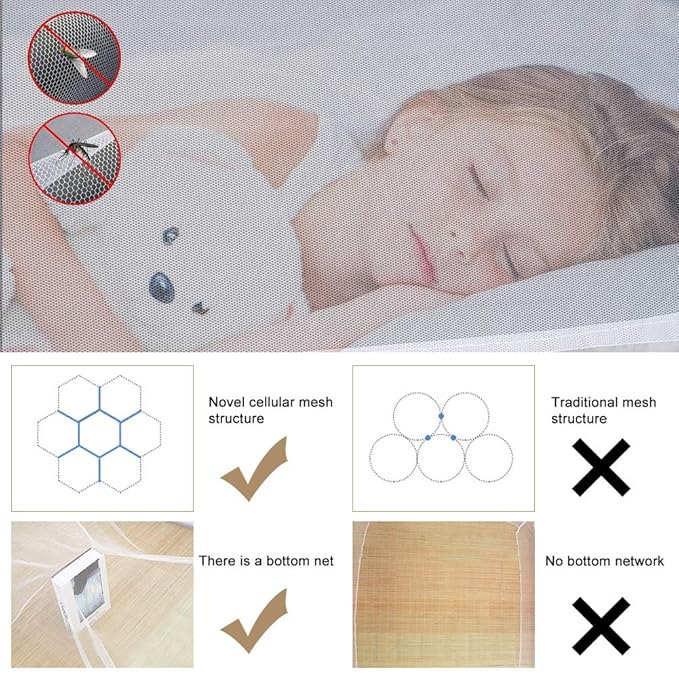 Portable Pop-Up Brown Mosquito Net Tent for Bed, L79 x W71 x H59 inch Large Folding Mosquito Netting with Net Bottom, 2 Entries, Suit for Twin to King Size Bed