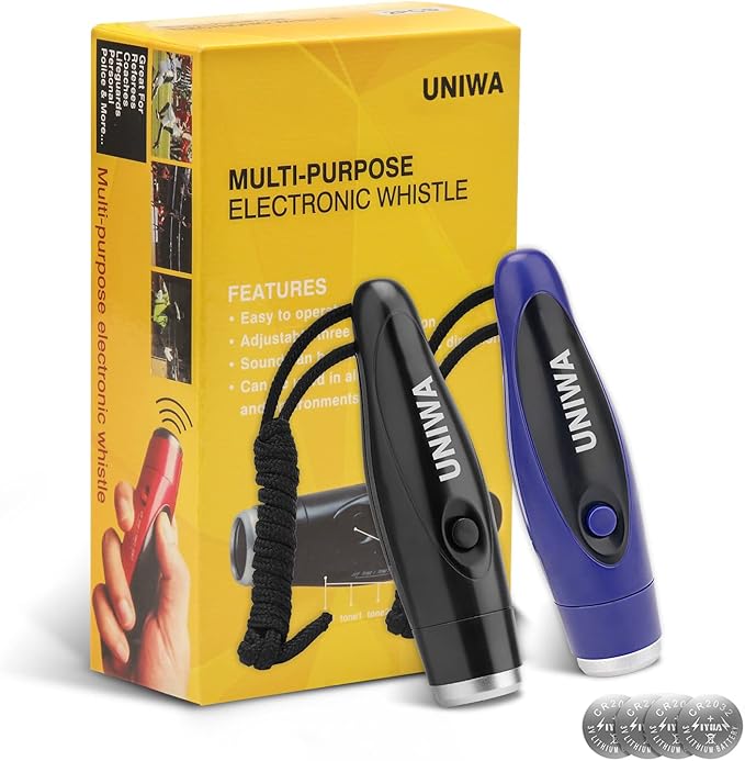 UNIWA Electronic Whistles, 2 Pack Handheld 3 Tone High Volume Electric Whistle with Lanyard for Teacher Coach Referee, Loudest Emergency Whistle Volleyball Soccer Sports Whistle