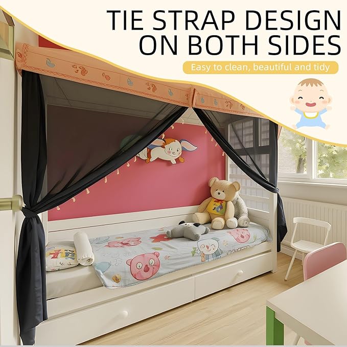 4 Corners Mosquito Net for Mosquiteros para Camas Bed Canopies Netting Bed Drapes Rectangular Mosquito Mesh for Camping Home Outdoor Travel(Black,L75 X W35.5 X H59 Inch,Opening)