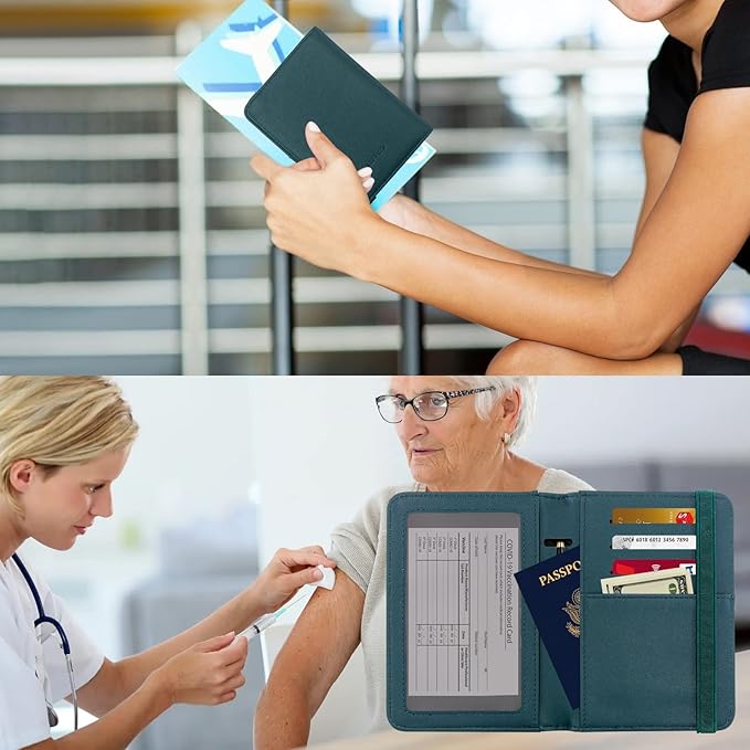 ZOPPEN Passport Holder Wallet, Passport Cover Travel Wallet Women Travel Essentials Accessories Document Organizer Travel Must Haves Rfid Blocking Cover Case for Women and Men, Green Black