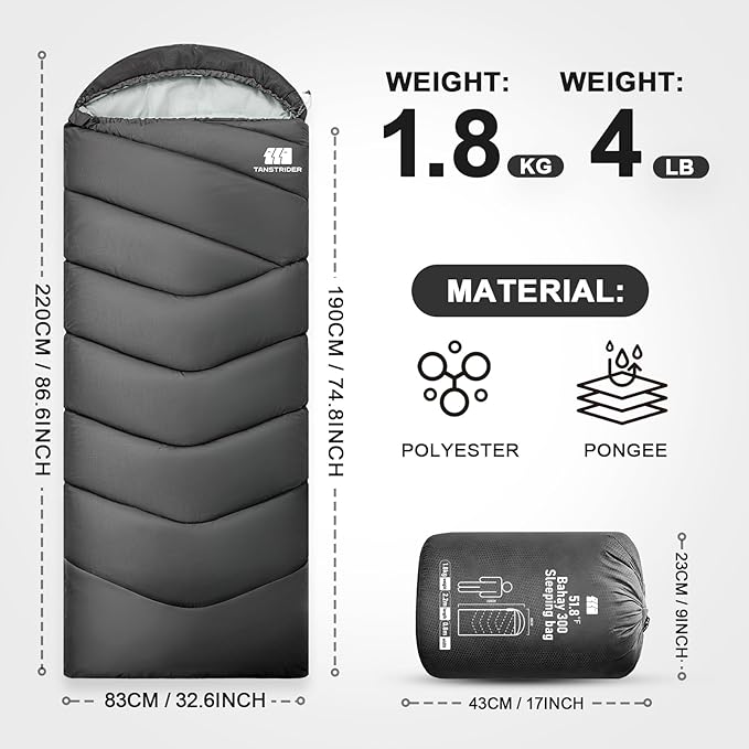 Sleeping Bags for Adults Cold Weather,Portable, Waterproof,Lightweight Camping Sleeping Bag for Tall Girls Boys with Compression Sack for Warm Camping, Hiking, Outdoor & Indoor