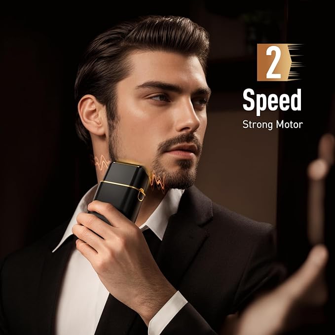Professional Foil Shaver for Men: Cordless Electric Razor with High-Speed Dual Blades, Rechargeable USB-C, IPX6 Waterproof & Travel-Friendly/Home Use