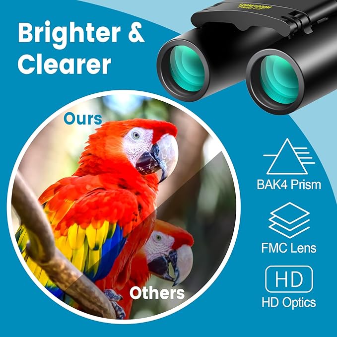 12X25 Mini Pocket Binoculars Compact, Small Lightweight Foldable for Adults Kids Bird Watching, Travel, Opera Concert, Hiking, Cruise, Football Game Green