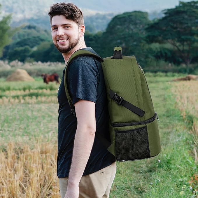 TUGUAN Insulated Cooler Backpack 38 Cans Double Deck Leakproof Lightweight Soft Lunch Backpack Small Cooler Bag Beach Picnic