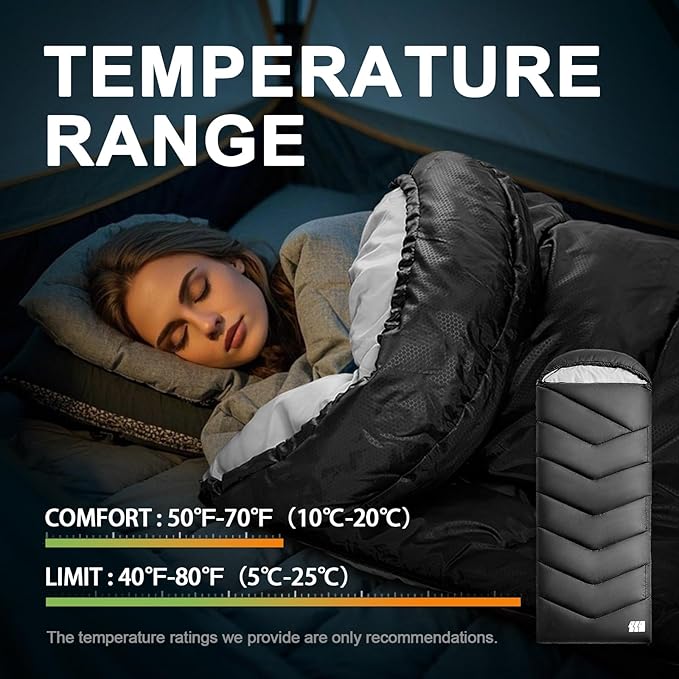 Sleeping Bags for Adults Cold Weather,Portable, Waterproof,Lightweight Camping Sleeping Bag for Tall Girls Boys with Compression Sack for Warm Camping, Hiking, Outdoor & Indoor