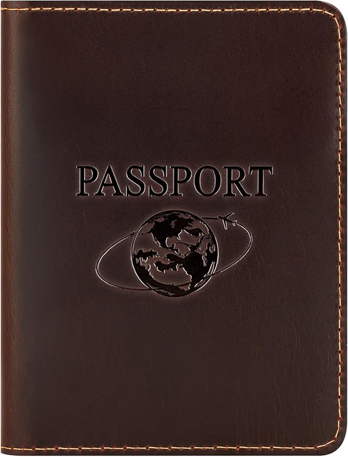 BIAOTIE Premium Leather Passport Holder Covers, Rfid Travel Wallet Passport Document Holder, Travel Essentials Wallet Cover Case for Men and Women (Coffee Brown)