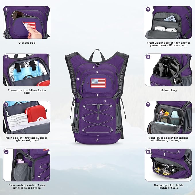 Maelstrom Hydration Hiking Backpack with 2L/3L Water Bladder, High Flow Bite Valve Camping Daypack Lightweight