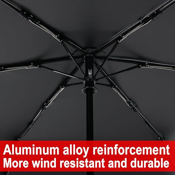 Auto Open Close Umbrella - Ultra Light Compact Travel & Backpack Size for Women and Men, UPF 50+ Eco-Friendly Sun Protection & Windproof Rain Umbrella with UV Defense