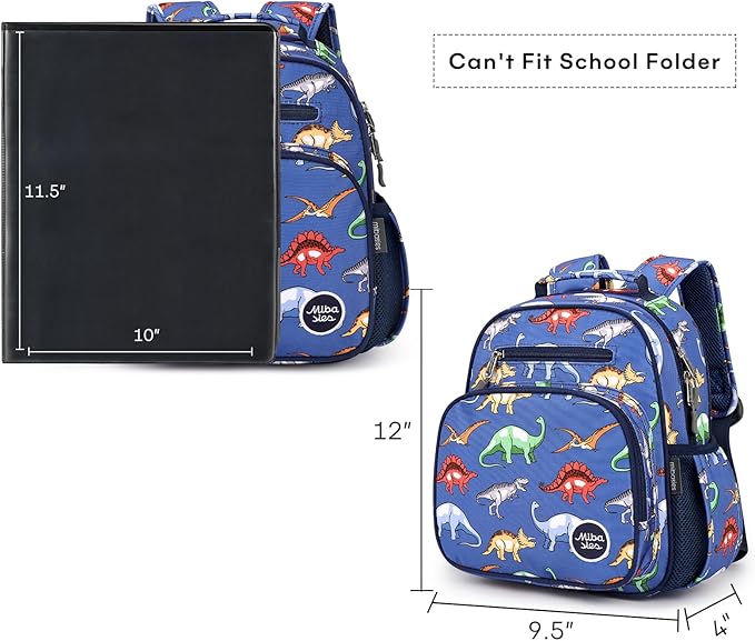 mibasies Toddler Backpack for Boys 2-4: Cute Kids Backpacks Boys - Preschool Kindergarten Backpack - Dinosaur MidnightBlue