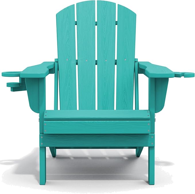 SERWALL Adirondack Chair with Cup Holders - Composite Adirondack Chairs HDPE Outdoor Chairs All Weather Use- Aruba