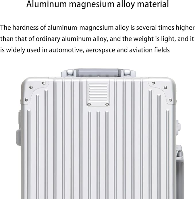 Metal All Aluminum Carry-on Luggage TSA Customs Lock Zipperless Silent Rotary Wheel Business Suitcase Aluminum Frame Set (red, 2Piece(20/26))