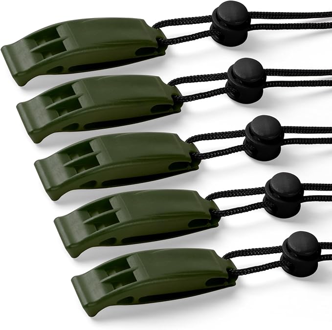 2-Pack Whistle Emergency Safety with Lanyards - High Decibel Survival Whistle for Life Jackets, Boating, Kayaking, Hiking, Hunting & Rescue