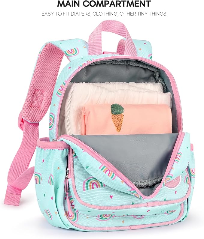 mibasies Backpack Leash for Toddlers 1-3: Baby Backpack for Girls with Anti-Lost Harness - Rainbow