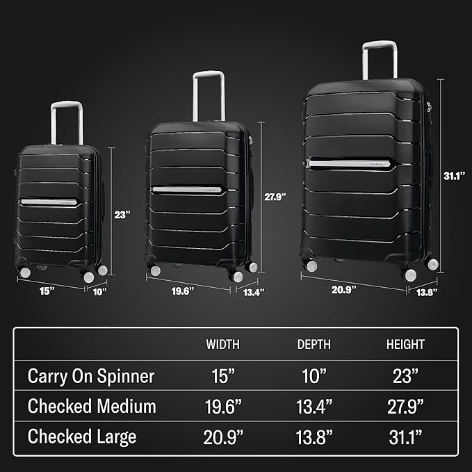 Samsonite Freeform Hardside Expandable with Double Spinner Wheels, Black, 2-Piece Set (21/28)