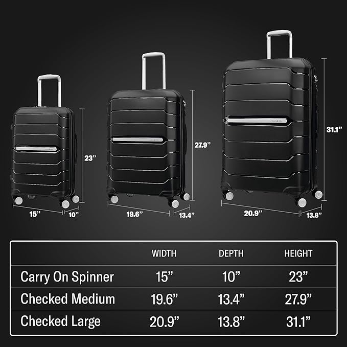 Samsonite Freeform Hardside Carry-On Luggage with Spinner Wheels - Hardshell Suitcase - TSA, Airline-Approved - Expandable Hard Shell, Smooth Rolling Wheels for Lightweight Travel - White/Grey