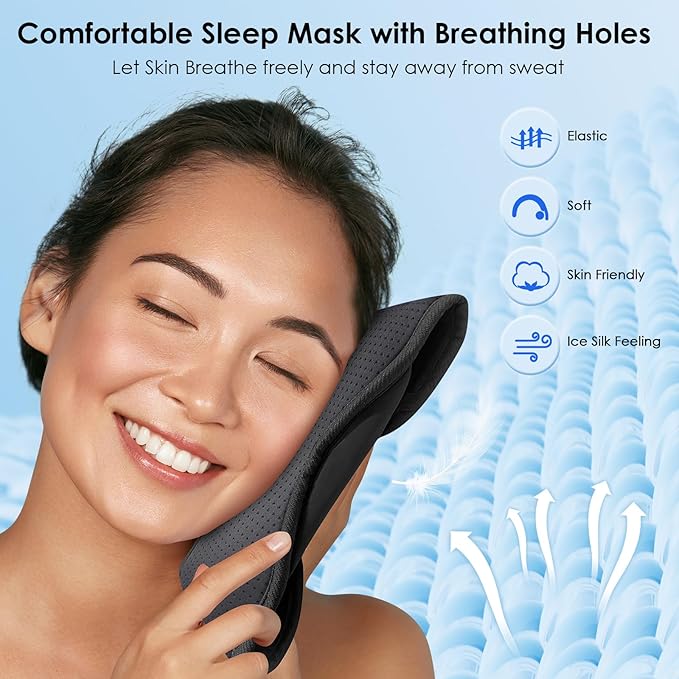 MUSICOZY Sleep Headphones Bluetooth 5.4 Breathable Sleeping Headphones Sleep Mask, Wireless Eye Mask Sleep Earbuds for Side Sleepers Men Women Office Travel Cool Tech Gadgets Gift