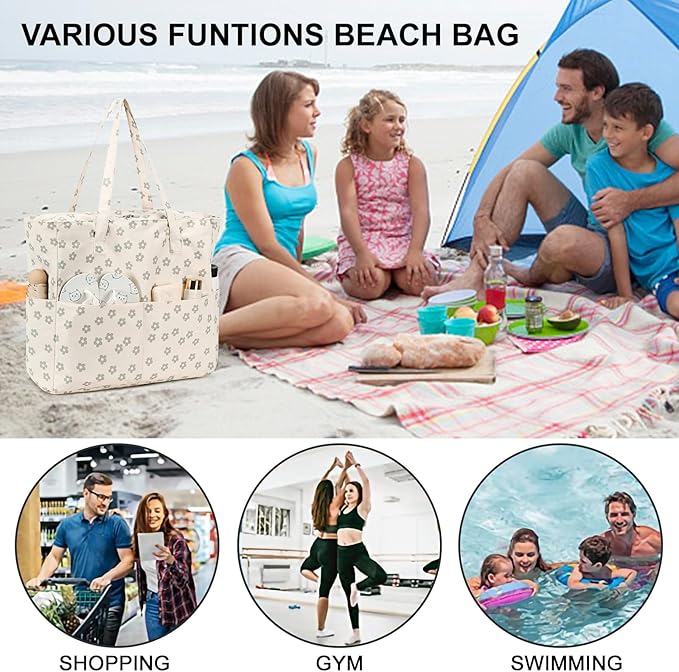 Waterproof Beach Tote Pool Bags for Women Ladies Extra Large Gym Tote Carry On Bag With Wet Compartment for Weekender Travel