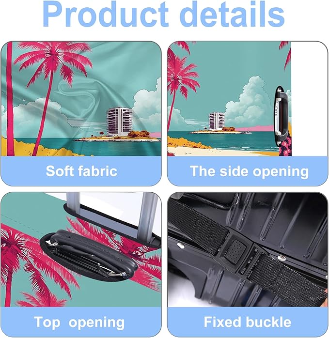 Luggage Cover Washable Suitcase Protector Anti-Scratch,Stretchable Fit for 20-34Inch Luggage Durable Travel Bag Cover with Zipper Closure (Beach, XL(fits 32-34Inch suitcase))