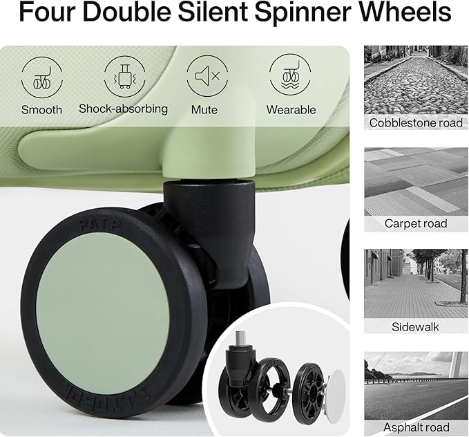 Hanke Luggage Sets 2 Piece with Spinner Wheels, 20/28 Inch Hard Shell Suitcases Set TSA Approved Luggage Travel Rolling Large Luggage(Bamboo Green)