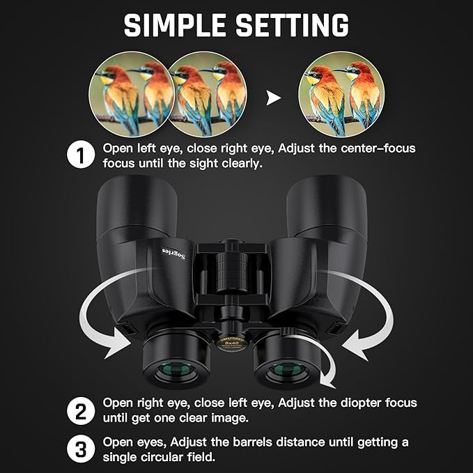8x40 Binoculars for Adults - HD High Powered Binoculars for Bird Watching, IPX7 Waterproof Fogproof,Fully Multi-Coated BAK4 Prism Optics for Hunting,Travel