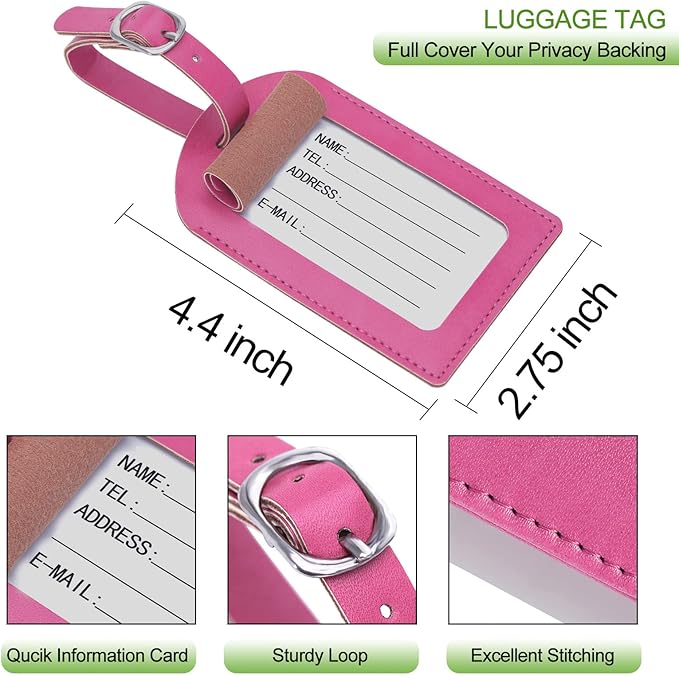 Passport Holder With Luggage Tag Travel Essentials Passport Cover Wallet RFID Blocking Leather Case International Must Haves Travel Accessories Women Men(115#Pink)