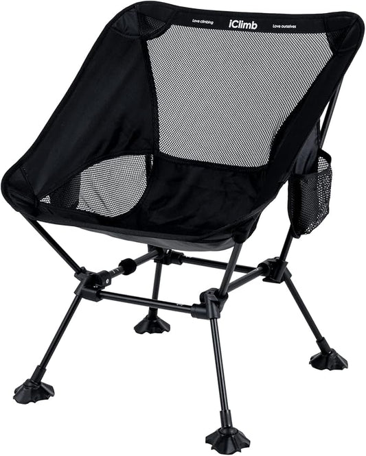 iClimb Ultralight Compact Camping Folding Beach Chair with Anti-Sinking Large Feet