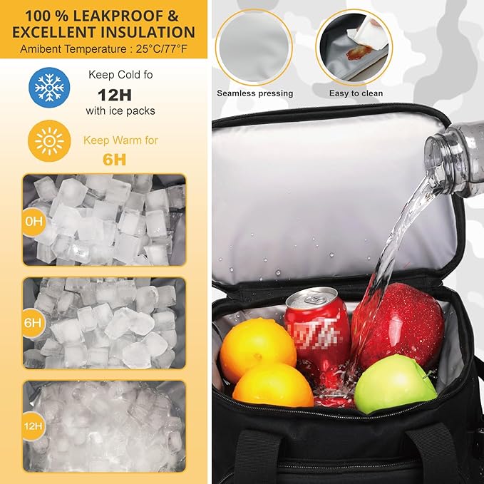 Tactical Backpack Cooler,Lunch Backpack for Men Adults Work with Handle，Soft Cooler Backpack Insulated Waterproof Leak Proof