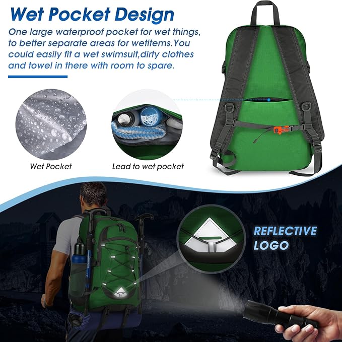 IGOLUMON Hiking Backpack 40L Packable Lightweight Camping Backpack Men Women Waterproof Hiking Daypack Outdoor Travel Daypack
