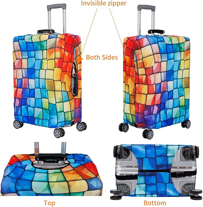 MosaiRudo Travel Luggage Covers For Suitcase Tsa Approved,Suitcase Cover Protector Fit 18-32 Inch Luggage Travel Accessories (T2506, S)
