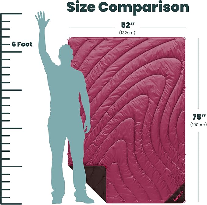 Rumpl Original Puffy Blanket - Warm, Water-Resistant Camping Blanket with 100% Recycled Synthetic Insulation, 52"x75", Original Puffy V2, Cactus Flower