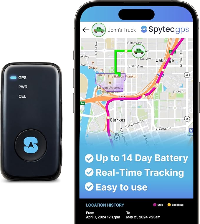 Spy Tec Atlas GPS Tracker for Vehicles & Kids | Up to 14-Day Battery Life | Geofencing, Portable Real Time Mini GPS Car Tracker w/Lifetime Support | Subscription Required