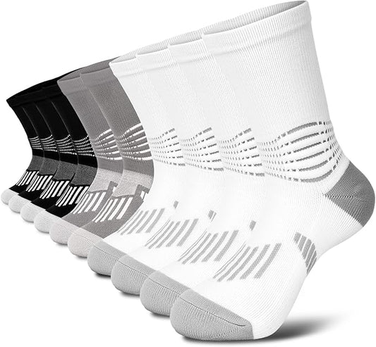 IRAMY Crew Compression Socks Athletic Running Socks for Men Women Plantar Fasciitis Relief 3/6 Pairs