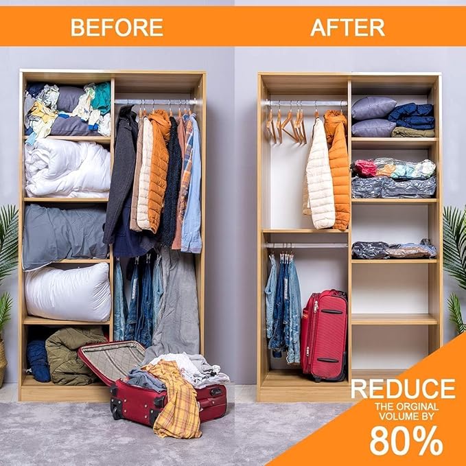 10 Jumbo Vacuum Storage Bags with Electric Pump,Plastic Packaging Bags, Space Saver Bag for Clothes, Mattress, Blanket, Duvets, Pillows, Comforters, Travel