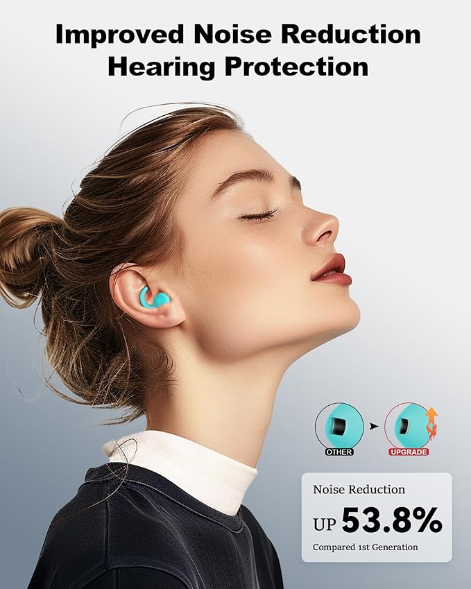 Ear Plugs for Sleeping - Noise Reduction Soft Silicone Earplugs, 2 Pairs Reusable Hearing Protection Earplugs for Noise Sensitivity, Sleep,Travel,Sound Reduction Noise Cancelling - Light Blue