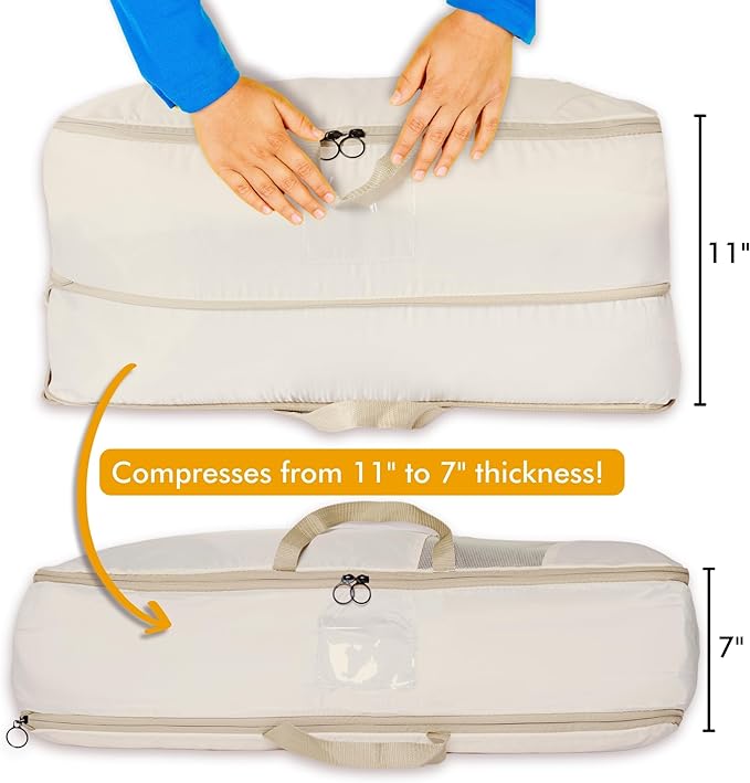 2-pack Comforter Storage Bag - Compression Organizer, Pillow, Blanket, Bedding, Duvet - Space Saver Collapsible Extra Large Mesh Packing Cube - Queen King Size (2-pack Medium Size (24x14x11))