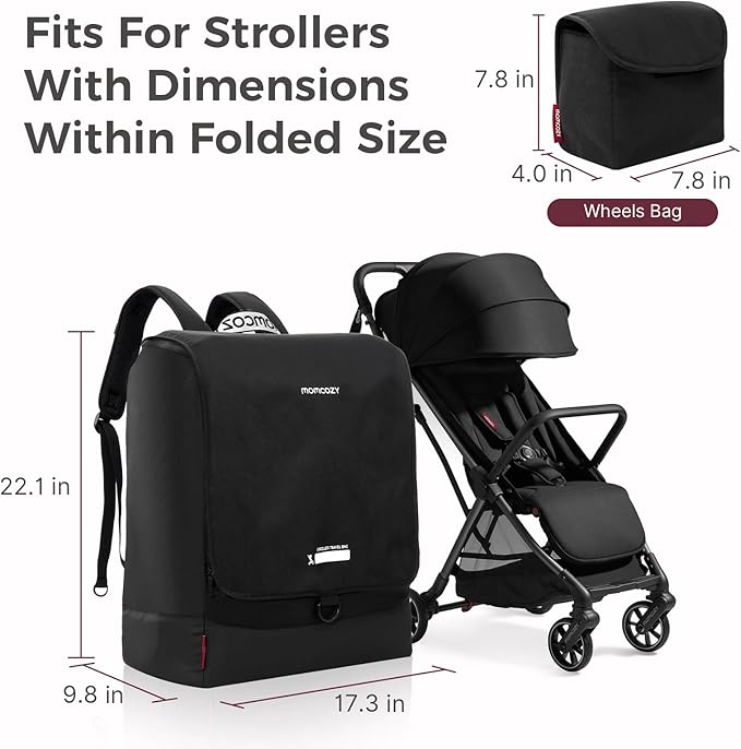 Momcozy Stroller Travel Bag for Airplane | Suit ClickGo Stroller | Compatible with Strollers Folded Dimensions of 22.1 X 17.3 X 9.8 Inch | Fit Most Major Brand | Hand-held ＆ Back-carrying